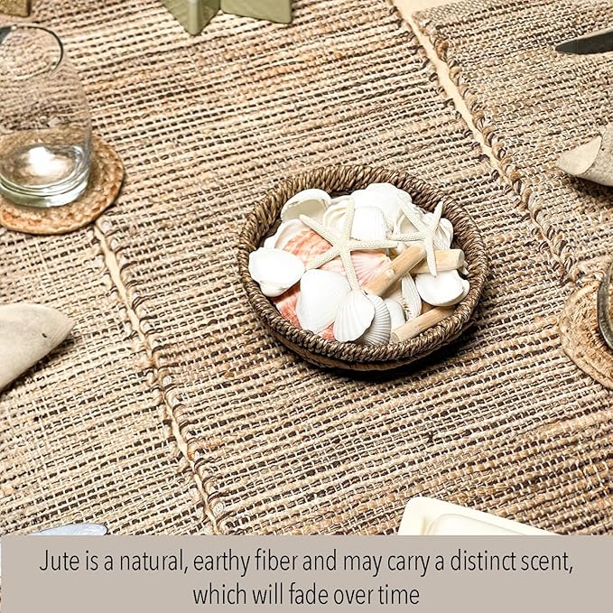 Chardin home Natural Jute Table Runner 13x36 Inch – Vintage Boho Rustic Table Decor – Handwoven Table Runner in Natural Jute and Brown – Farmhouse Dining or Console Table Accent