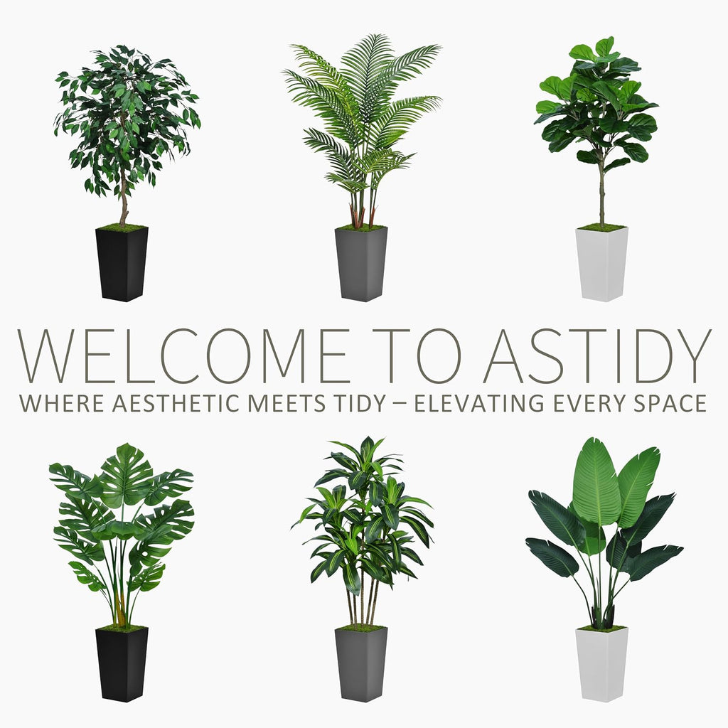 astidy artificial plant 5ft fake palm tree with, side view