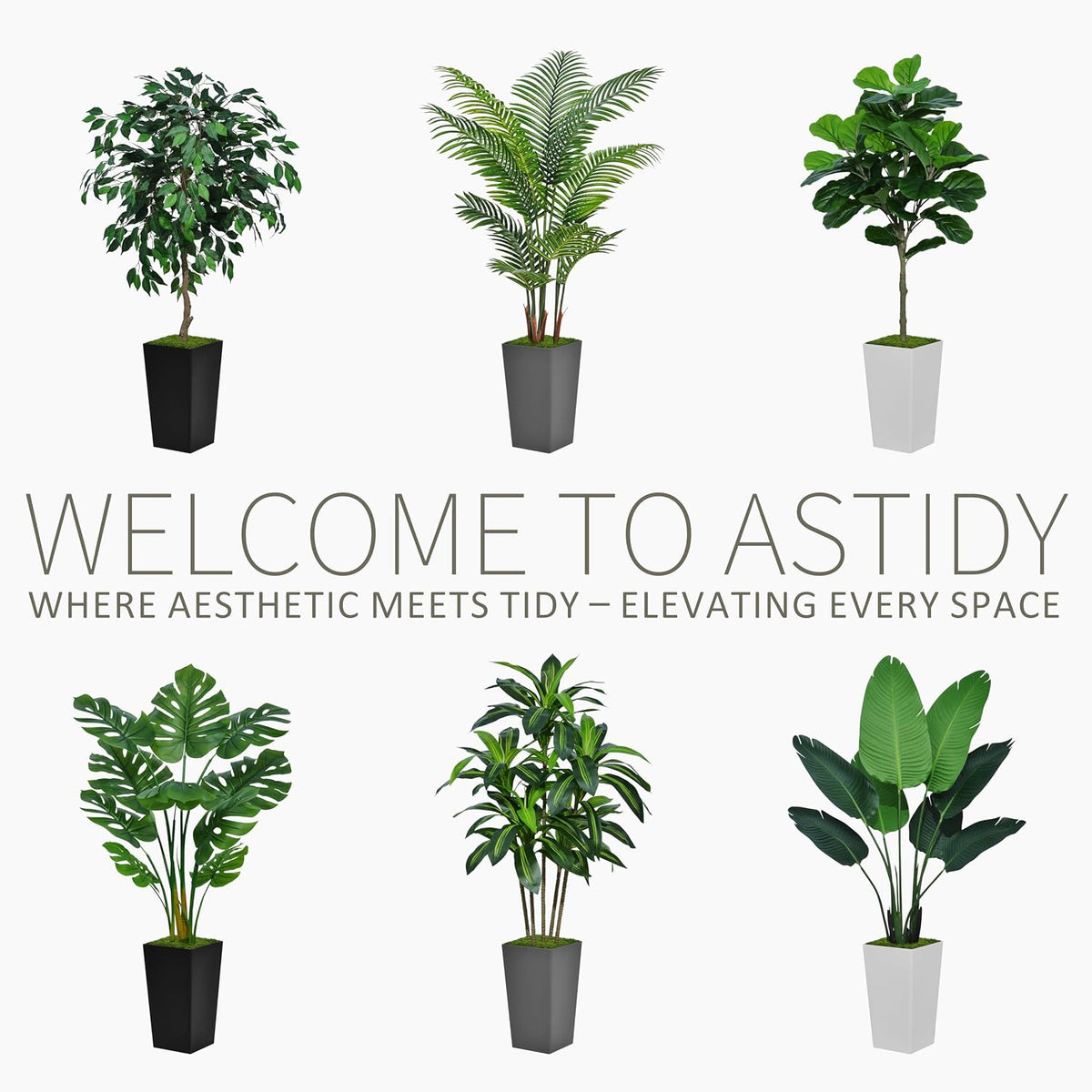 astidy artificial plant 6ft dracaena fake tree with, side view