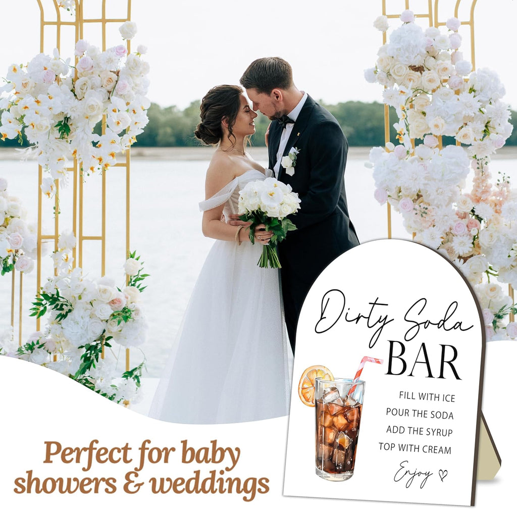 Soda Bar Wooden Tabletop Welcome Sign, Soda Bar Baby Shower Drink Station Sign for Babies Party Decoration, Beverage Setup Board for Gender Reveal Party, Baby Shower Decoration Table Signs 8x10 Inch