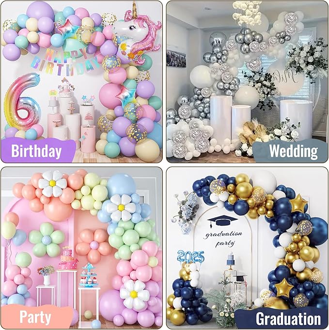 AerWo [Upgraded] Balloon Arch Kit 8.2ft+6ft, Gold Half Balloon Arch Stand with Base, Free Bending Top Curve Balloon Arch Frame Stand for Floor Birthday Wedding Halloween Decorations