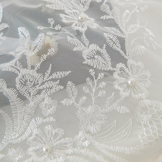 VISIONTEX White Sheer Voile Curtains, Decorative White Embossed Butterflies Rod Pocket Window Drapes for Home Kitchen, Living Room and Bedroom 54 x 72 Inch, Set of 2 Curtain Panels