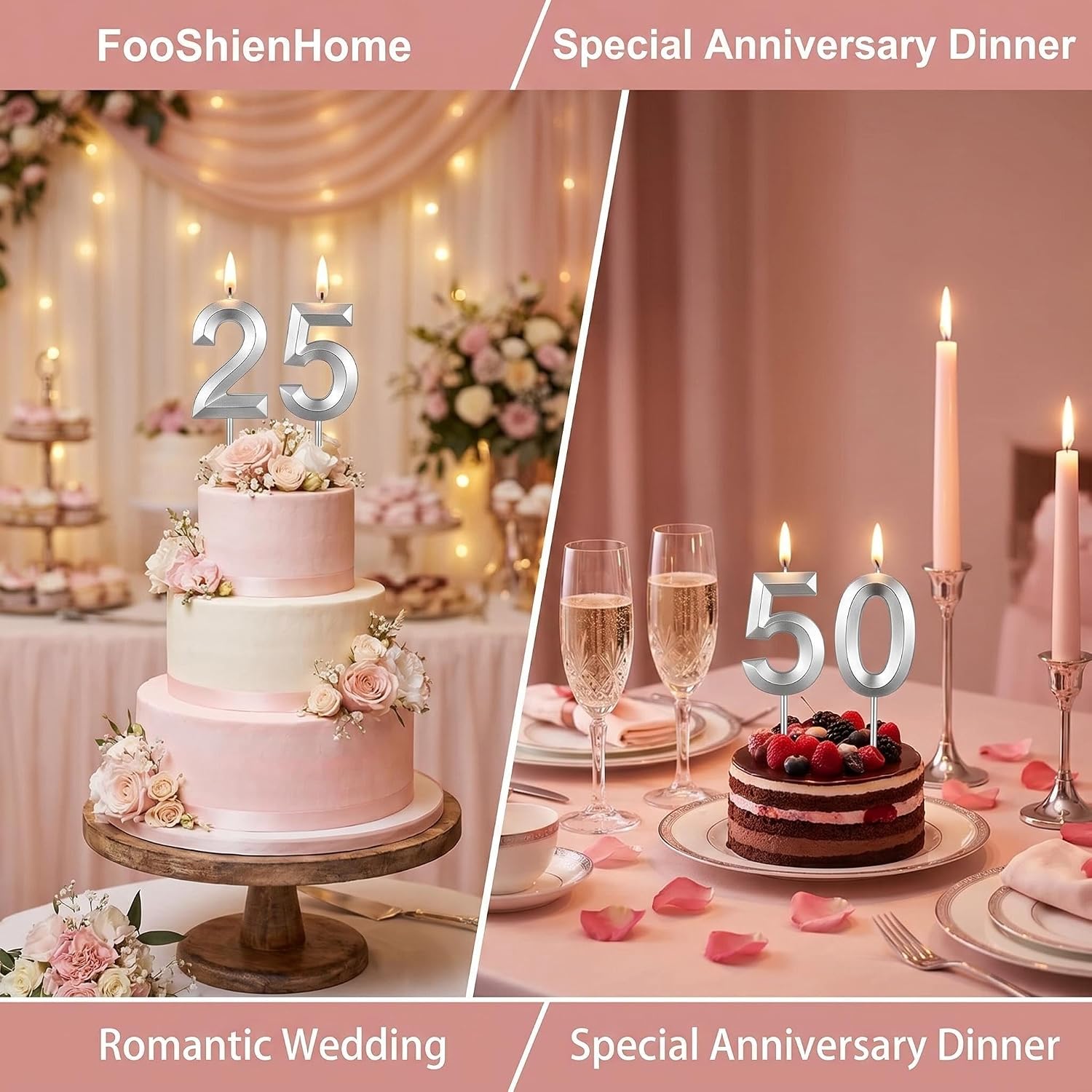 Stainless Steel Number Candle Holder Set, 1 Set | Heavy Duty, Thickened, Reusable, Heat-Resistant, Metal Birthday Candle Holder for Cakes
