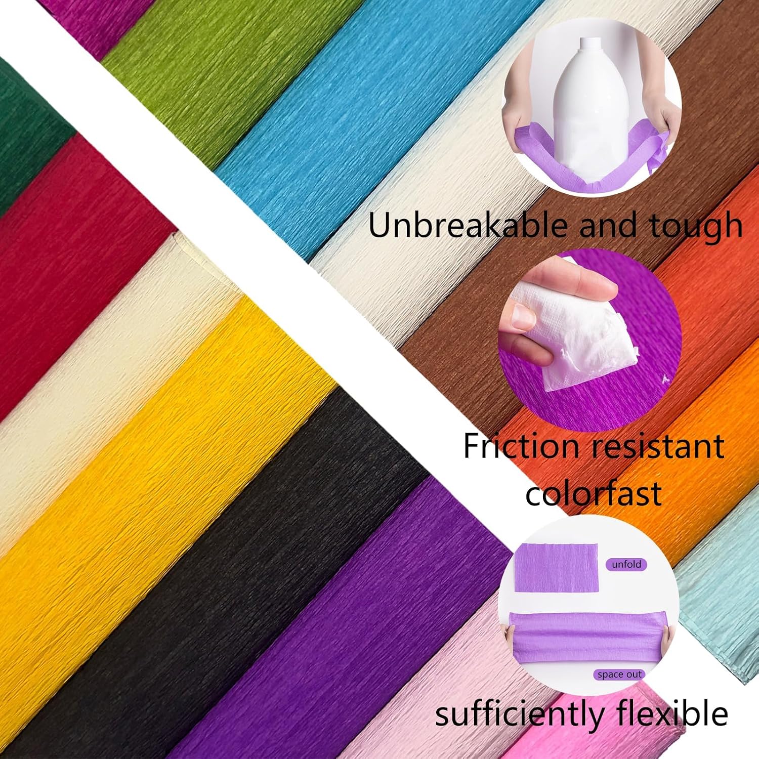 Crepe Paper Roll (9.8Inch x 8.2Ft/3Rolls), Heavy Papel Crepe Set Multi-Color, Crepe Paper for Birthday Wedding Party Decoration DIY Craft (Red)