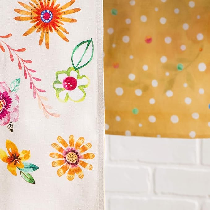 Maison d' Hermine Table Runner 100% Cotton Double Layer Table Runners 108 inches Long Decorative for Home Dining Party Wedding Bridal Shower Spring Summer (Happy Florals - Sweety, 14.50" x 108")