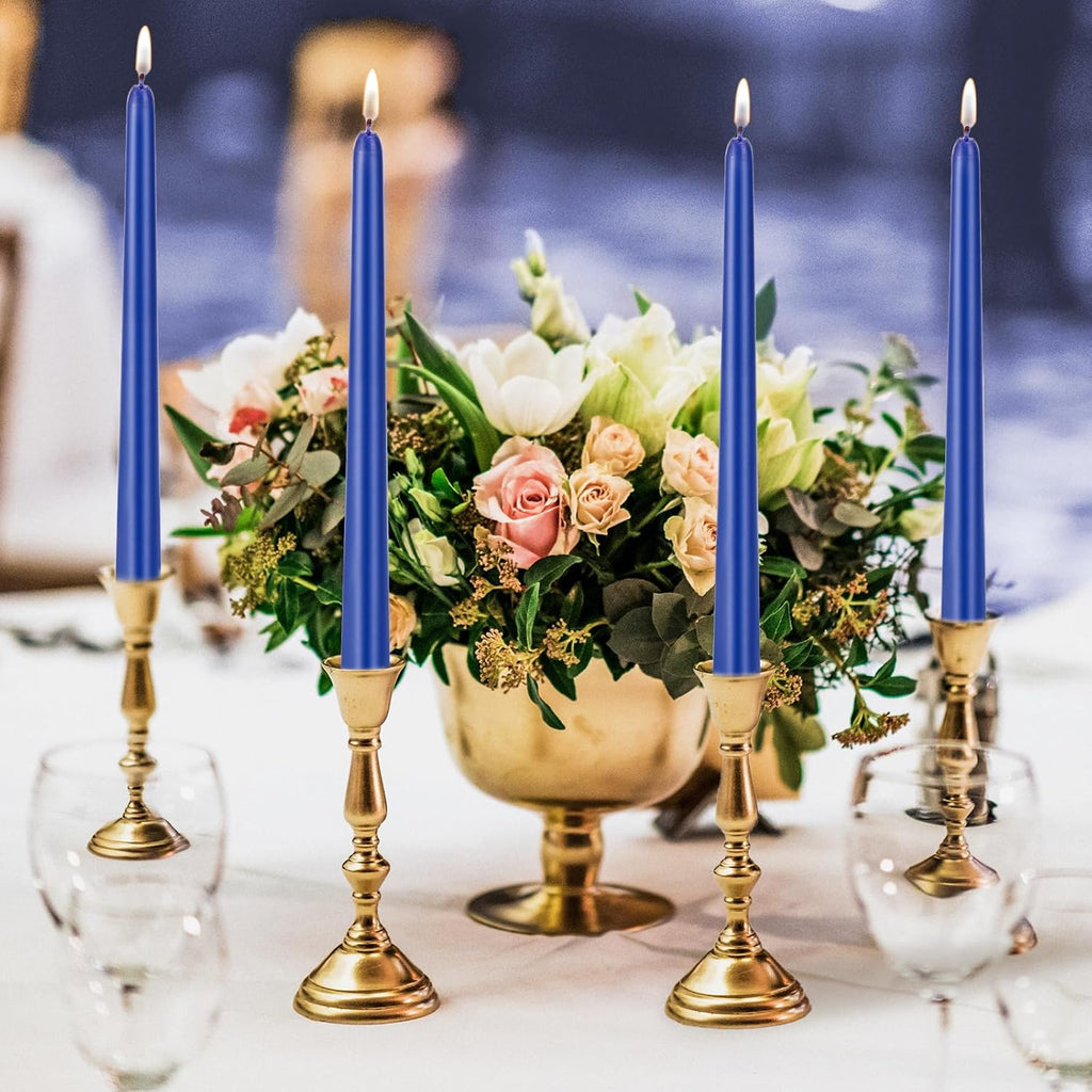 KONNI 0.87×10 Inch Blue Taper Candles, Unscented and Smokeless Tall Candlesticks, 10 Pack Tapered Candles with Cotton Wicks, Long Burning, Ideal for Weddings, Dinner Parties, and Home Décor