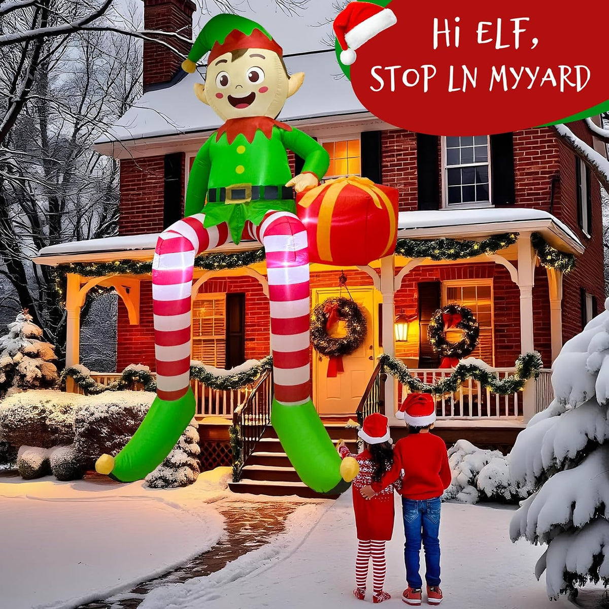 8 ft christmas inflatable outdoor decorations, sitting elf, package contents