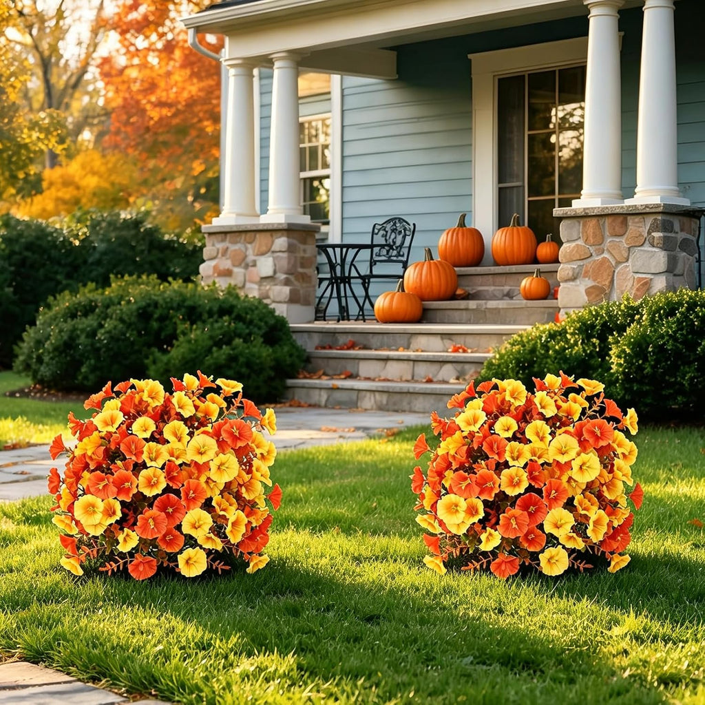 fall artificial flowers for outdoor, faux plants w/stakes, package contents
