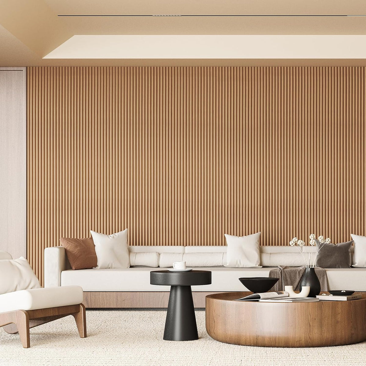 Art3d 108 x 5.7 Inch Fluted Wood Wall Paneling for Home Decor, Beaded Oak