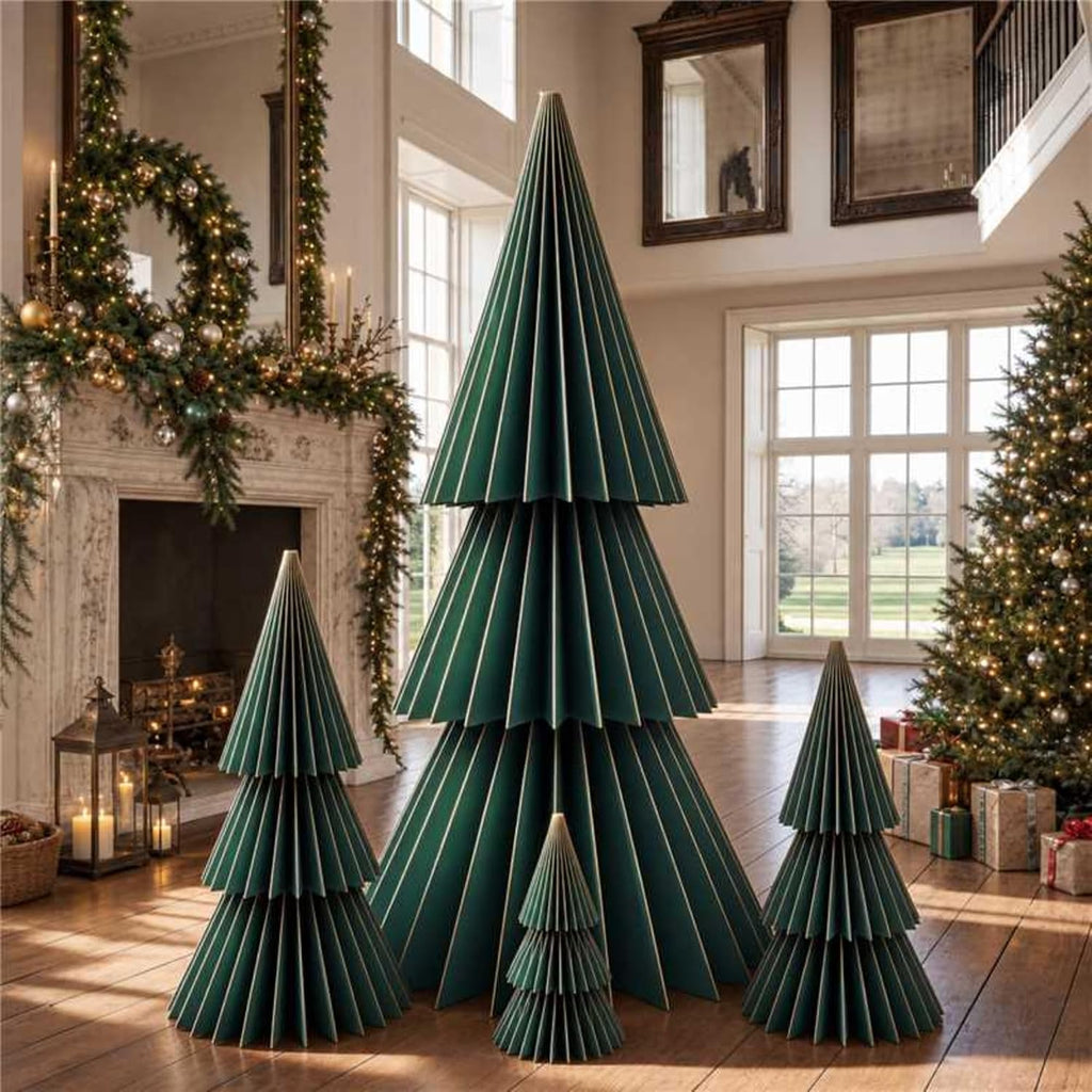 glikceil 4 set large honeycomb paper christmas tree, main product view