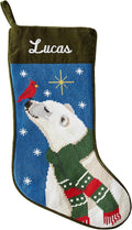 Let's Make Memories Personalized Needlepoint Christmas Stocking - Embroidered Family Stockings - Old-Fashioned Christmas Décor - Mantel Décor - 8"x17" - Customized Embroidered Name - Polar Bear