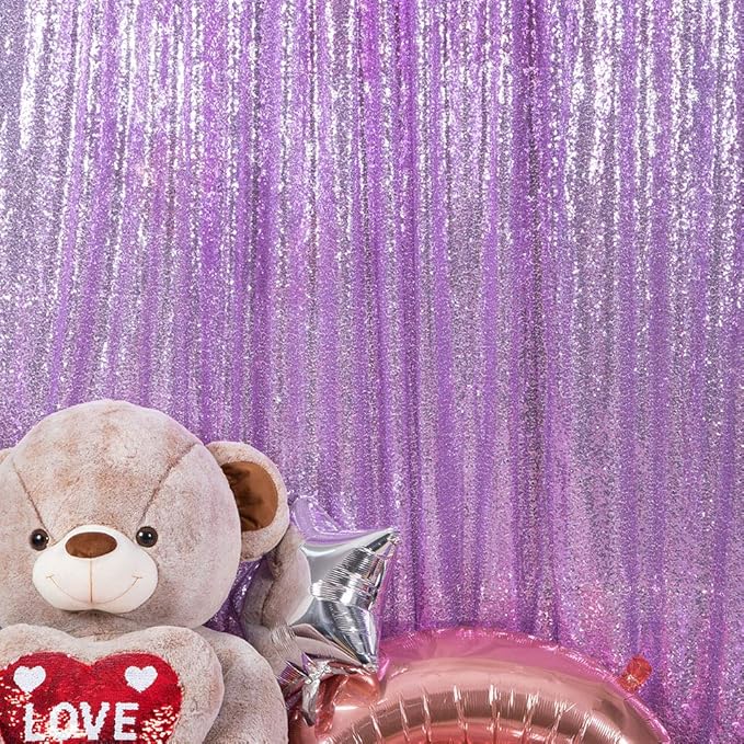 JYFLZQ Lavender Sequin Backdrop Curtains 8ft x 8ft 1 Panel Glitter Photo Booth Backdrops Sparkly Photography Background Drapes for Parties Wedding Bridal Showers
