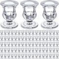 90 Pcs Clear Glass Candlestick Holders Taper Candle Holder Bulk 2.5 Inch Candle Stick Holder for Table Centerpiece Mantel Wedding Housewarming Gift Rustic Vintage Valentines Dinning Decoration (Clear)