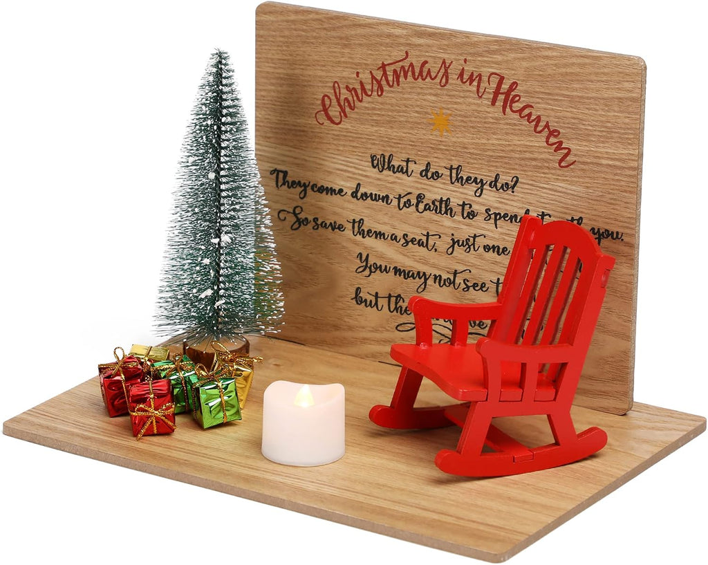 Christmas in Heaven Decoration Christmas Memorial Candle Holders Rocking Chair Ornament Save A Seat Memorial Gift