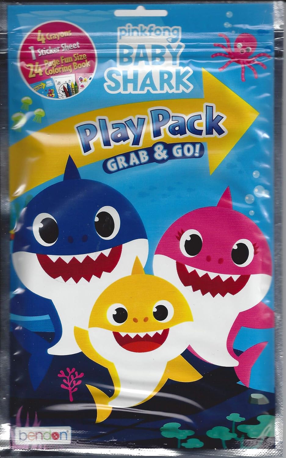 Baby Shark Pinkfong Grab and Go Play Packs (Pack of 12) Party Favors | Baby Shark Activity Pack Good Bag Stuffers Coloring Books, Stickers, Crayons for Kids, Girls - Bulk Birthday Party Supplies