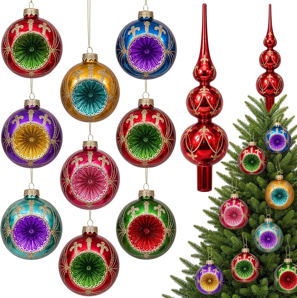yinder 10 pcs vintage christmas glass ornament and, main product view