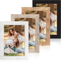 6x9 Picture Frame Set of 4 with High Definition Real Glass, Mixed Color Wood Photo Frames for Desktop Display and Wall Mounting