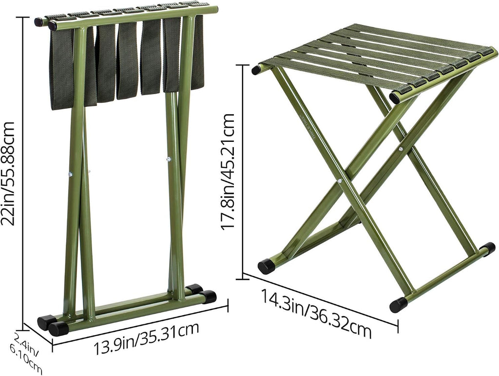 triple tree folding stool 17.8" height heavy duty, close-up detail