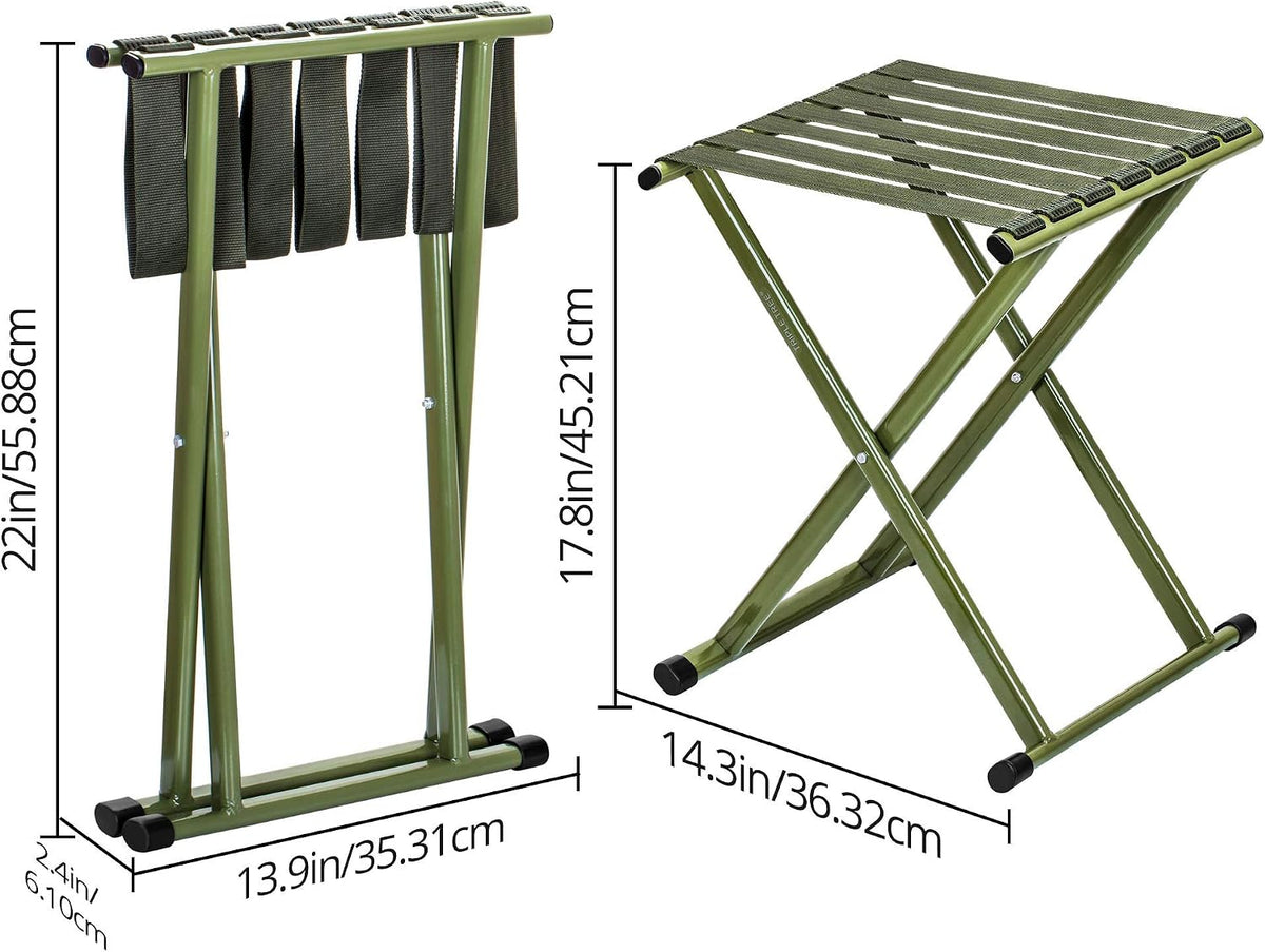 triple tree folding stool 17.8" height heavy duty, close-up detail