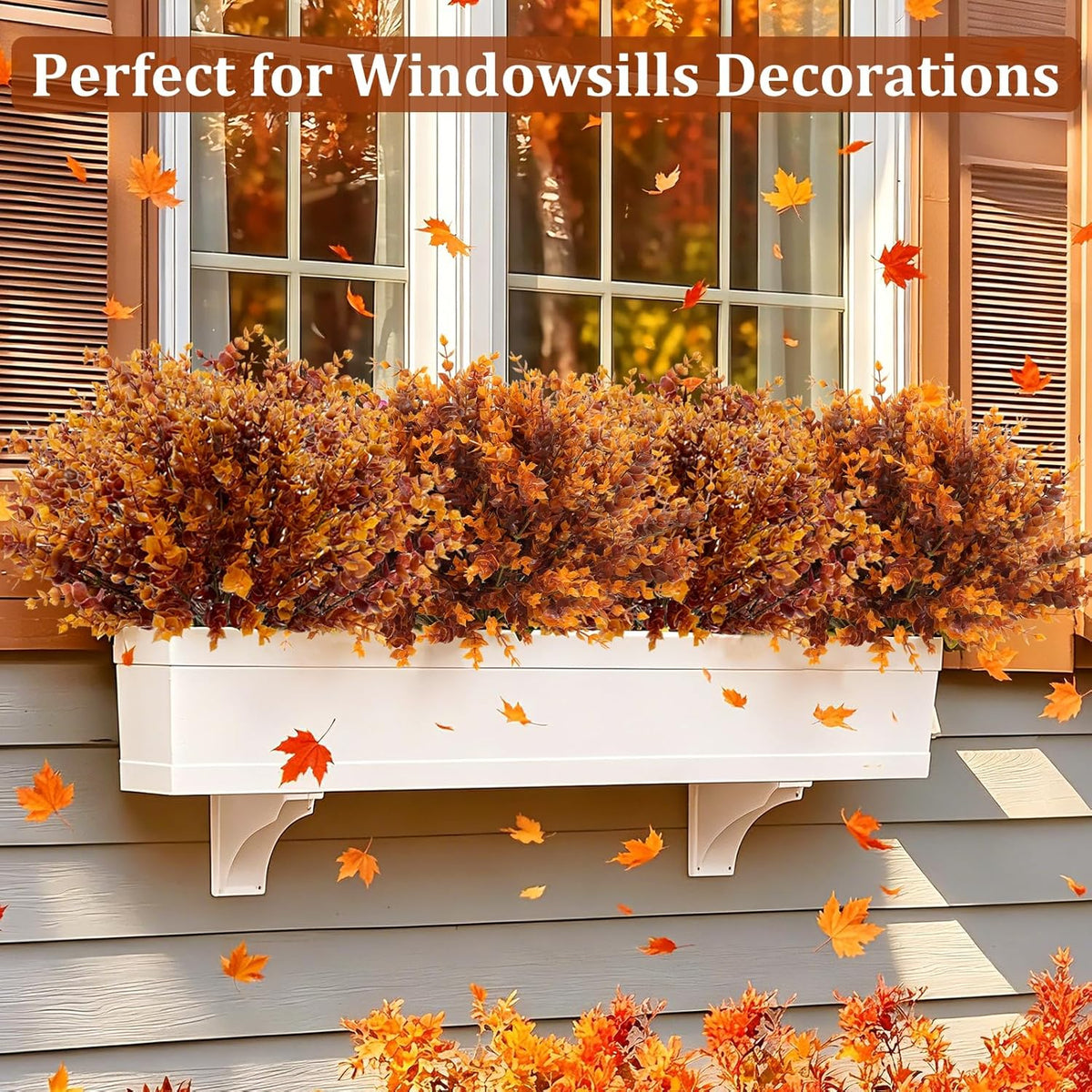 12 bundles artificial fall flowers for outdoors fall, front angle view