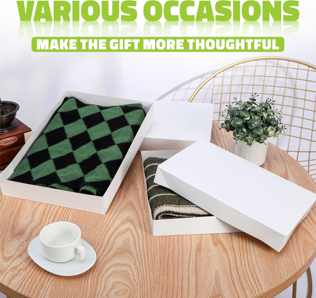 Bobobag 13 Pack White Gift Boxes with Lids for Presents, Assorted size Gift Boxes for Christmas ( 3 Extra large 17",3 Large 14.25",3 Medium 11",4 Small 4" ,Red Ribbon ), 4 inch Deep Box for Wrapping Robe Scarf Mug.