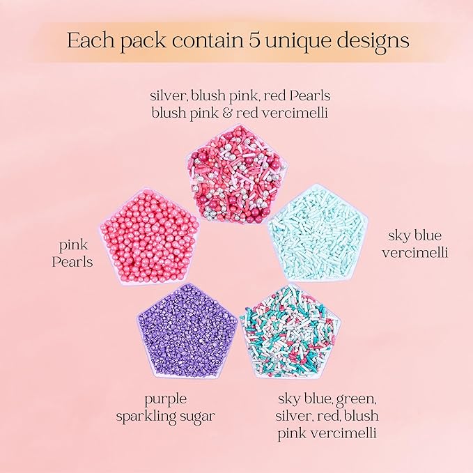 Confect Unicorn Party Sprinkles – Edible Cake Decorating Mix with Teal Jimmies, Hot Pink, Lavender & Coral Pearl Dragees, Purple Sparkling Sugar – Fun & Colorful Toppings for Cakes, Cupcakes, Cookies – Vegan, Gluten-Free, Nut-Free, Soy-Free, Dairy-Free...