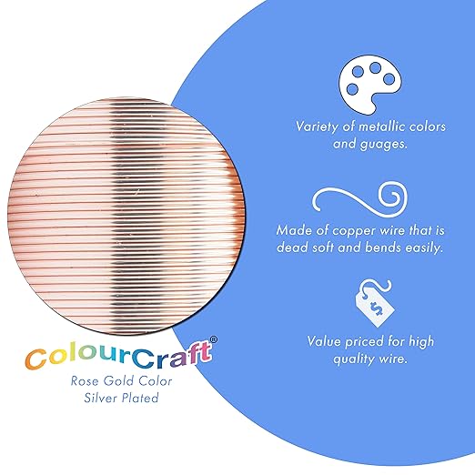 Beadalon ColourCraft Wire, 24 Gauge, Rose Gold Color Silver Plated, 30 yd Spool