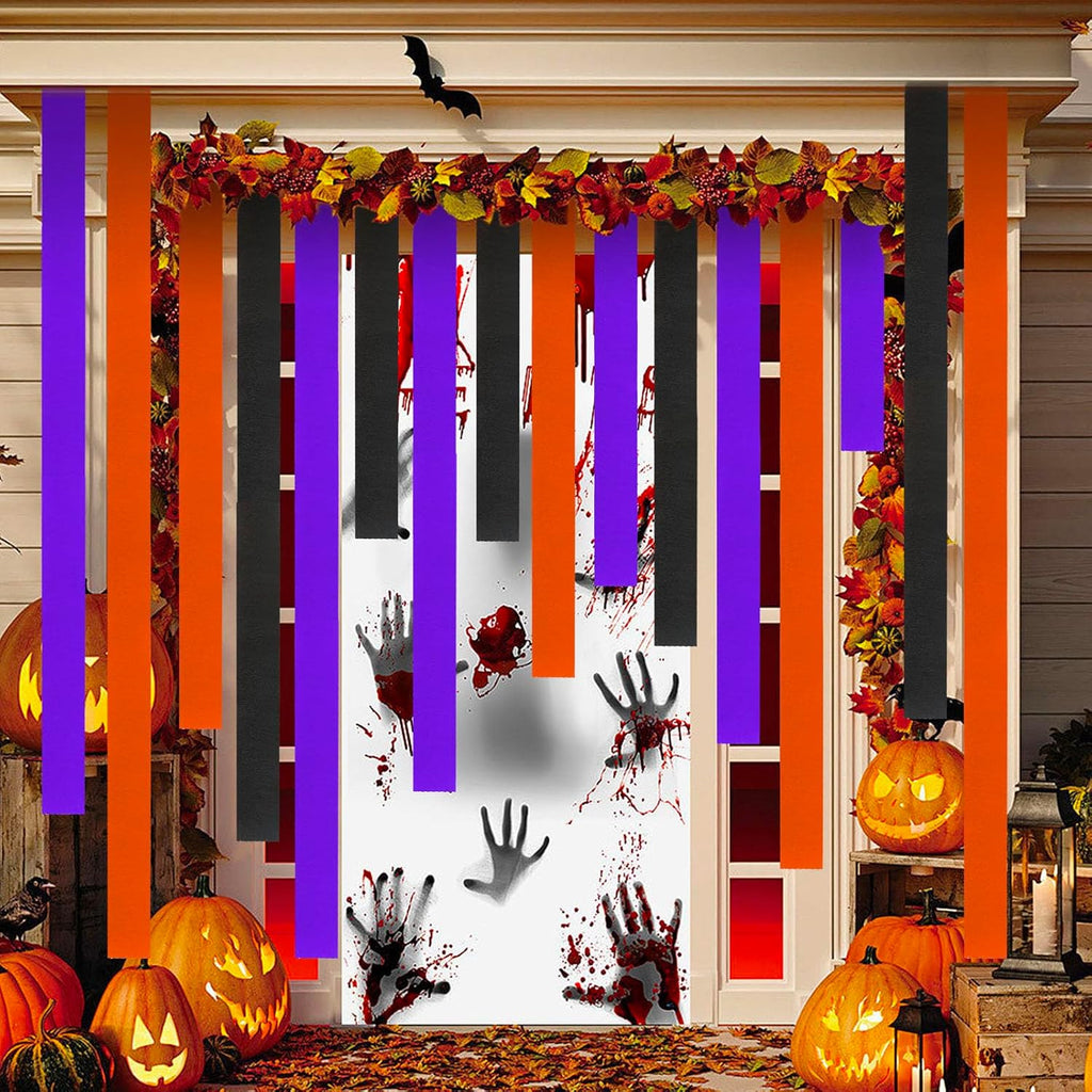 Kleeblatt Halloween Crepe Paper Streamers 8rolls, Halloween Party Decorations Backdrop, Black Orange Purple Paper Activities for Art Supplies, Streamer Crafts for Adults