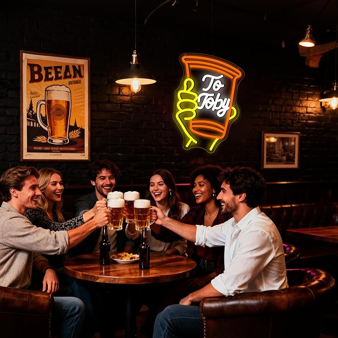 To Toby Neon Sign for Wall Decor Dimmable Solo Cup Toby Neon Light for Man Cave Led Light Up Cup Sign for Music in Memory Country Singer Beer Bar Hotel Wall Art Birthday Gifts Size14.4*10.6In(WZCP226)