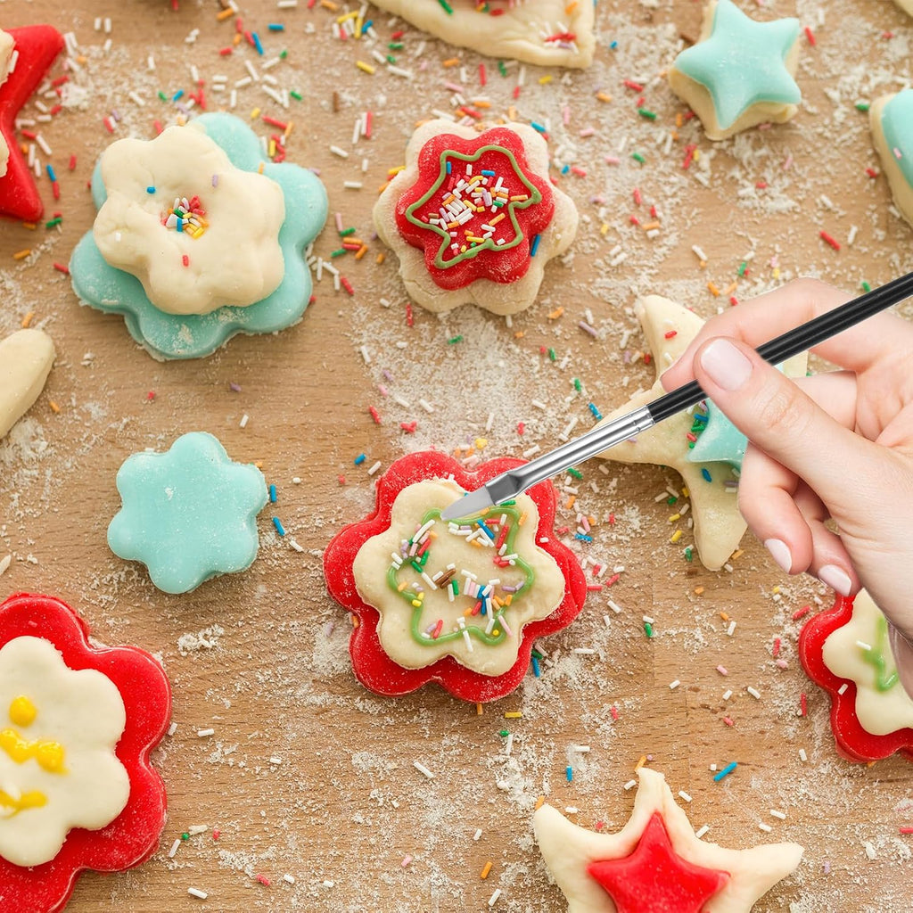 30 PCS Cookie Paint Brushes, Food Paint Brush Cake Decorating Brushes Cookie Decorating Brushes Food Safe Paint Brushes Kit Fondant Brush DIY Tool Set Icing Pastry Brush for Painting Baking, White