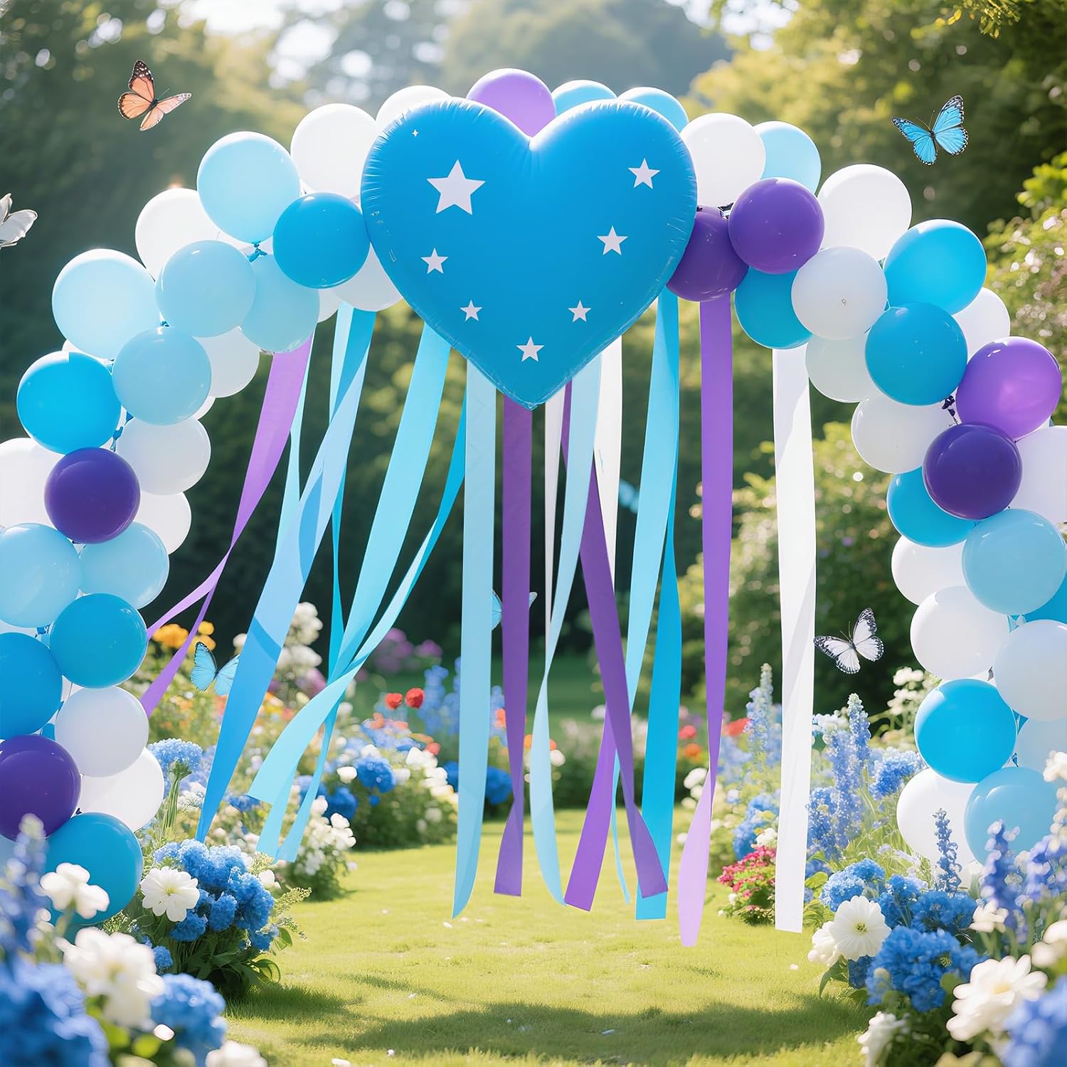 Frozen Birthday Party Decorations, 8 Rolls Purple Blue White Crepe Paper Streamers for Winter Princess Christmas Holidays Party Decoration