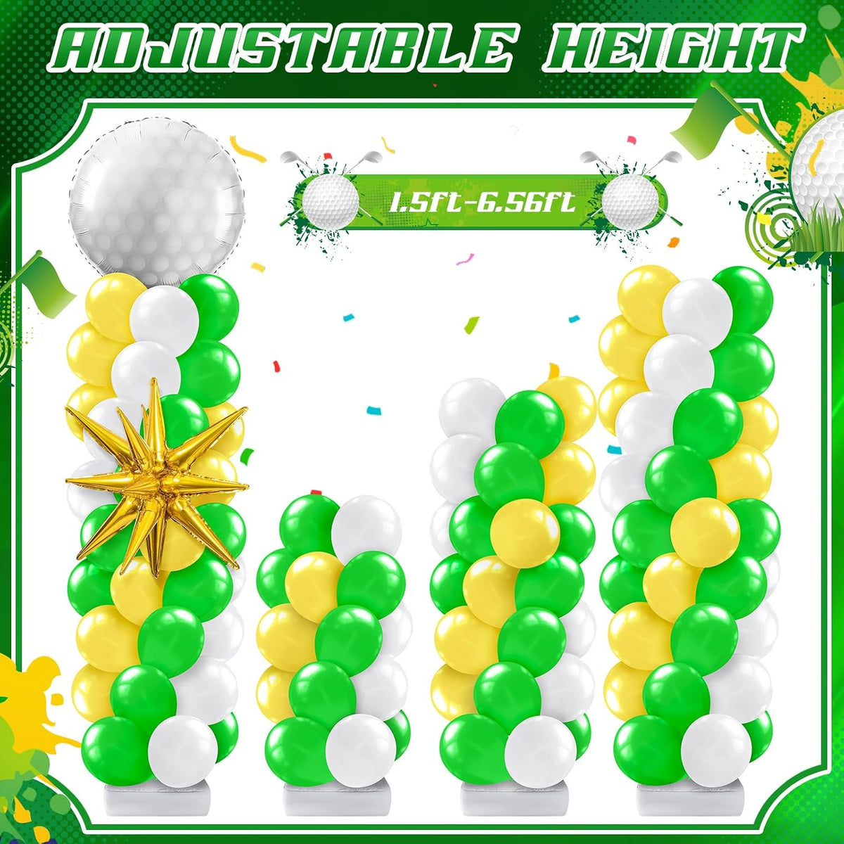 kasyat 2 sets golf balloon column stand kit showing dimensions