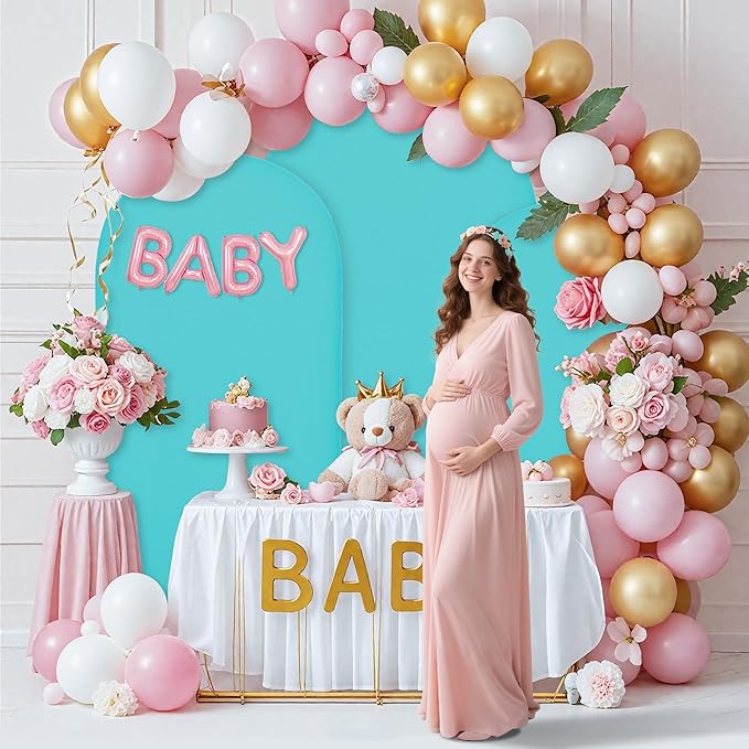 Wedding Arch Covers Arch Backdrop Cover Arch Stand Covers 7.2FT 6FT Set of 2 Arch Cover Spandex Fabric Stretchy Backdrop for Wedding Birthday Party Decoration Baby Shower (Sky Blue)