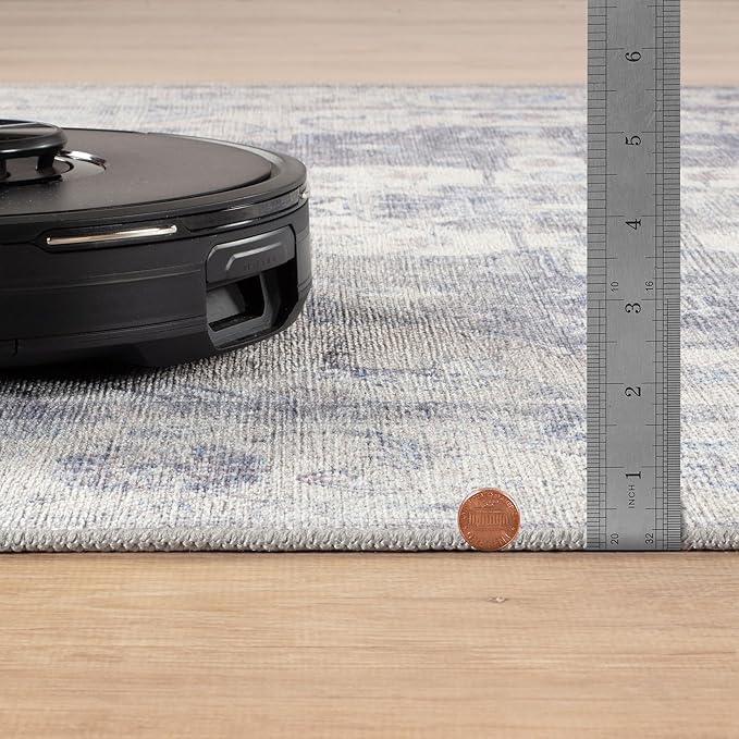 Bloom Rugs Washable Non-Slip 10 ft Runner - Blue/Sand Traditional Medallion Runner for Entryway, Hallway, Bathroom, and Kitchen - Exact Size: 2.5' x 10'