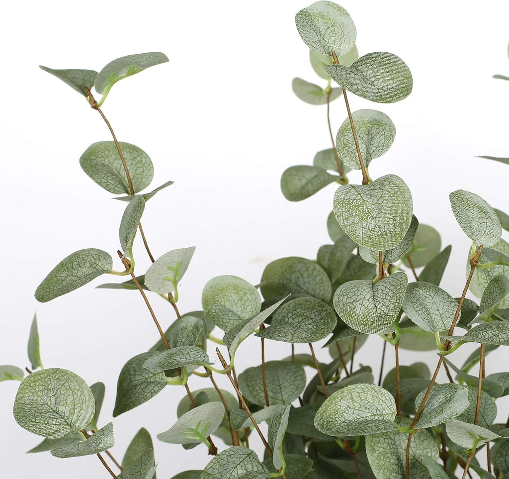 6 Pcs 27" Eucalyptus Stems Greenery Stems Eucalyptus Leaf Spray in Green Silk Plastic Plants Floral Artificial Plants for Home Party Wedding Decoration