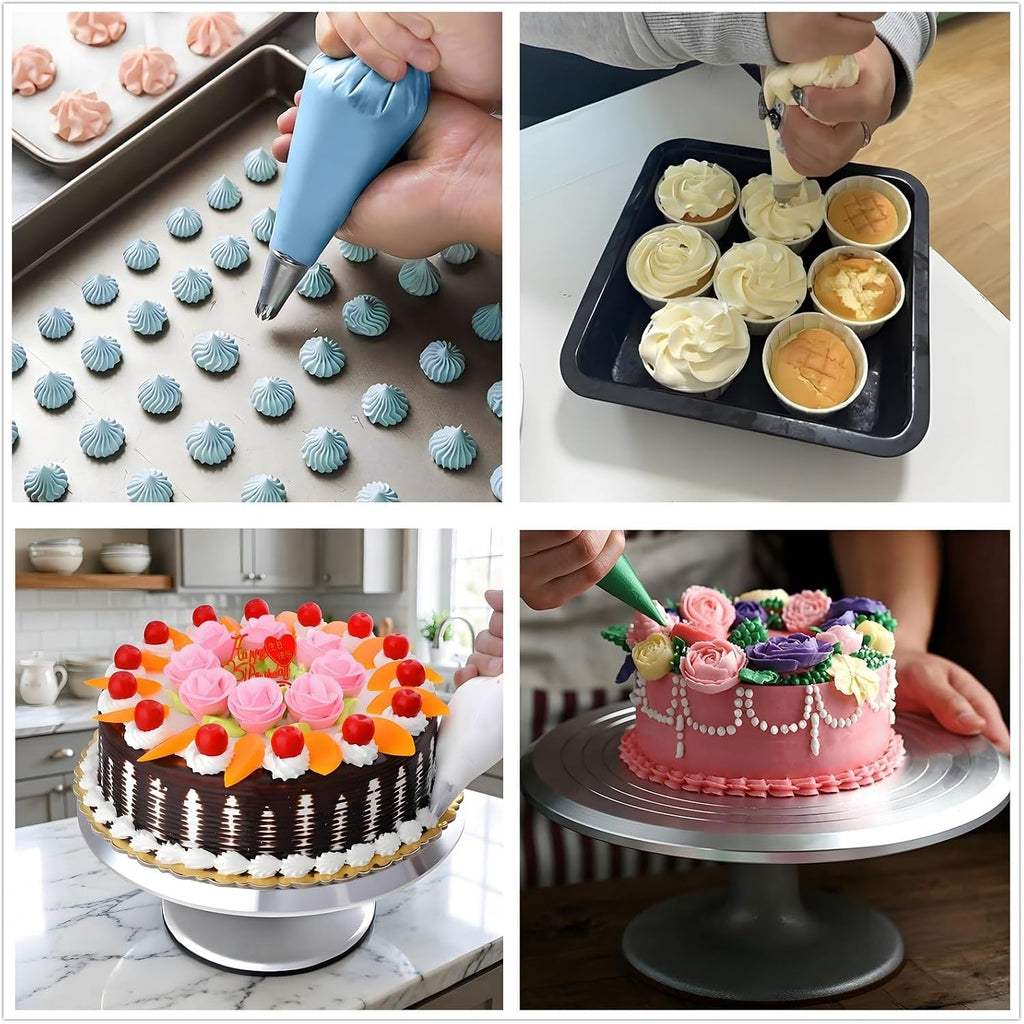 ANSLYQA Cake Decorating Kit, 237 Pcs Baking Tools | Aluminium Cake Turntable, Leveler, 24 Numbered Icing Tips, 2 Spatulas, 3 Scrapers, 50 Cupcake Liners, 100 Pastry Bags & More