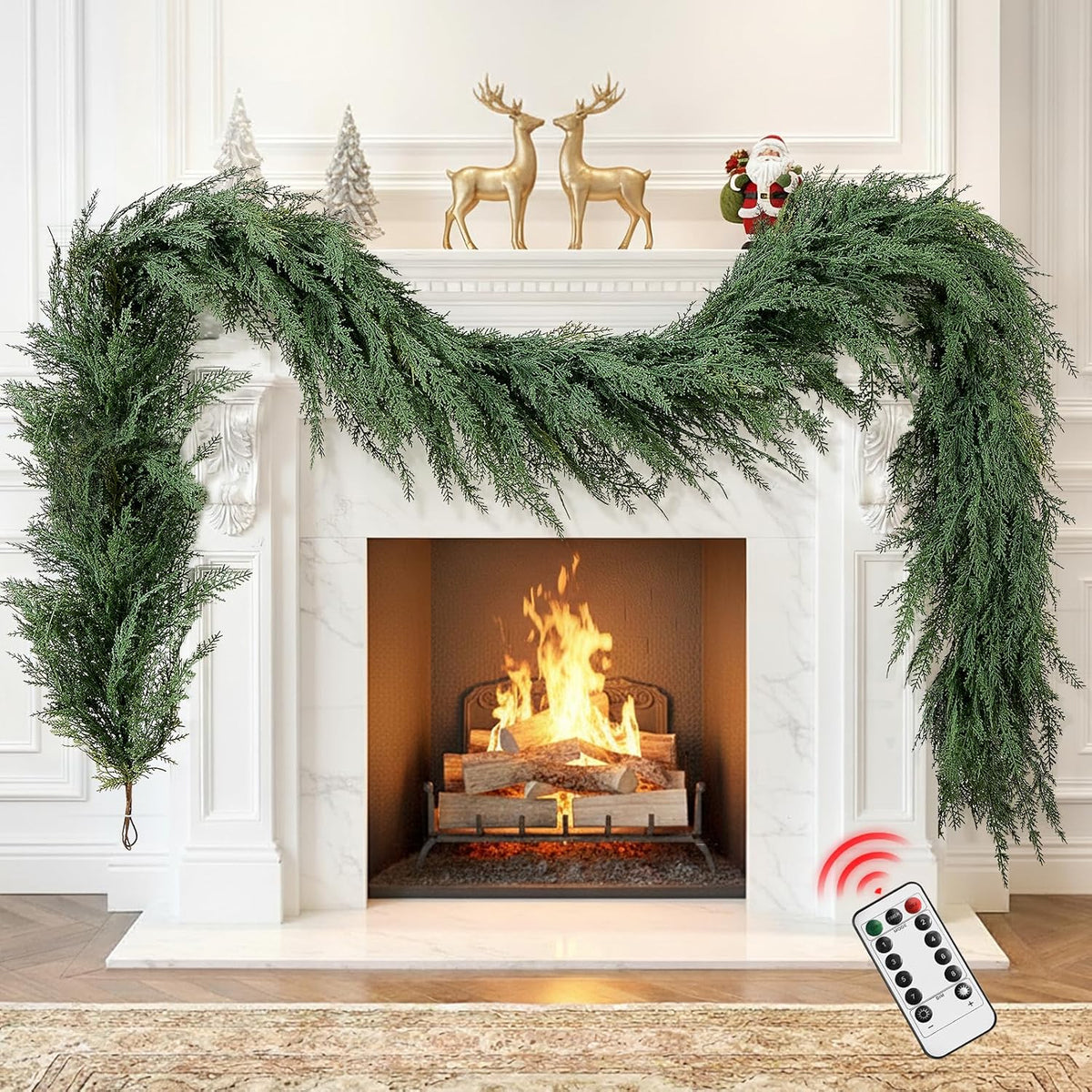 christmas cedar garland realistic with lights - cypress, main product view