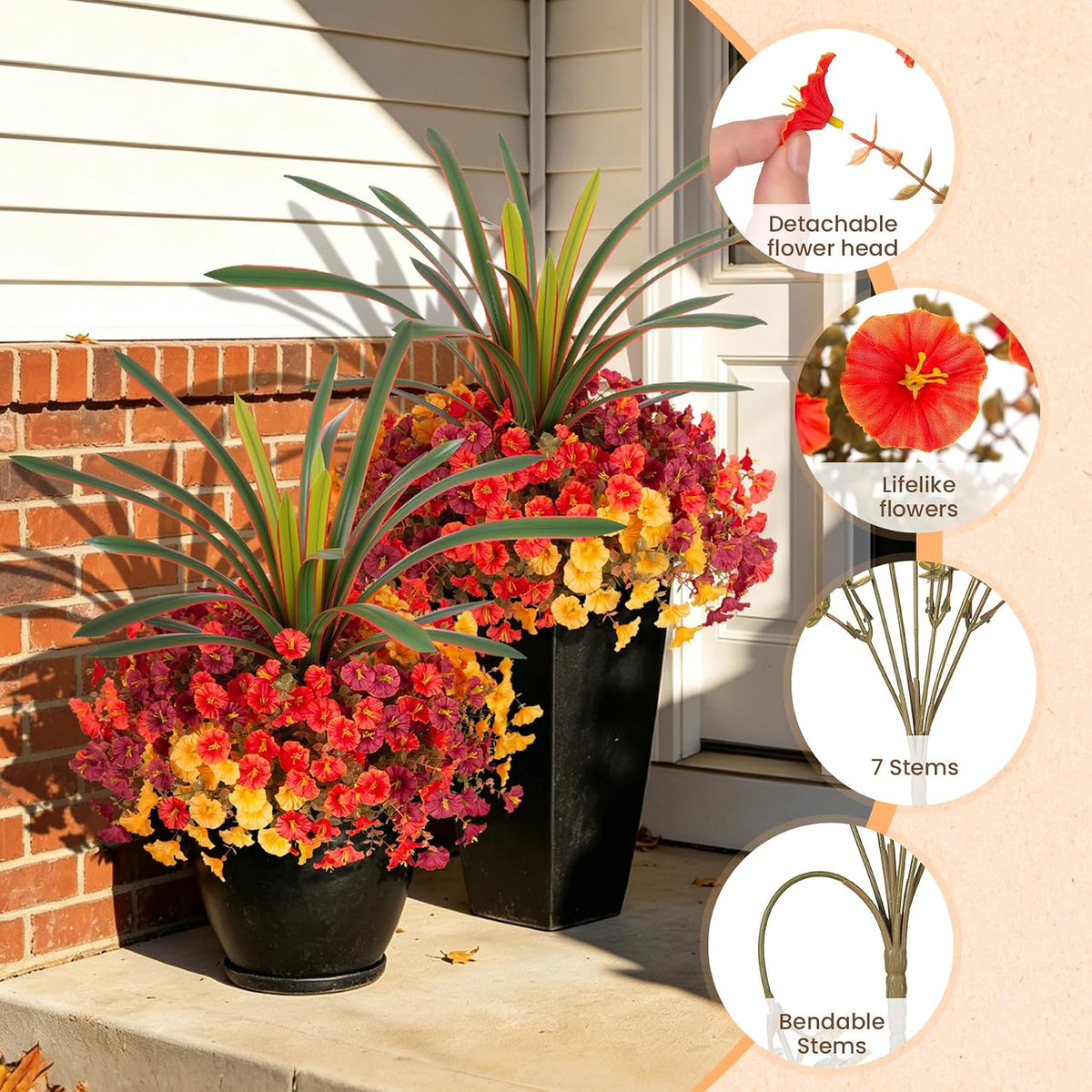 inxugao artificial fall flowers uv fake orchid plant, close-up detail