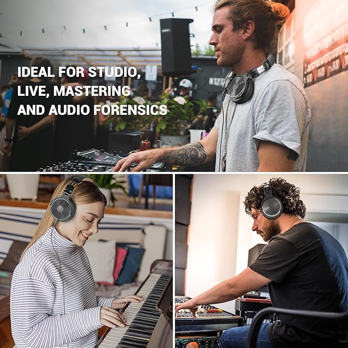 OneOdio Wired Over Ear Headphones Studio Monitor & Mixing DJ Stereo Headsets with 50mm Neodymium Drivers and 1/4 to 3.5mm Jack for AMP Computer Recording Podcast Keyboard Guitar Laptop - Grey