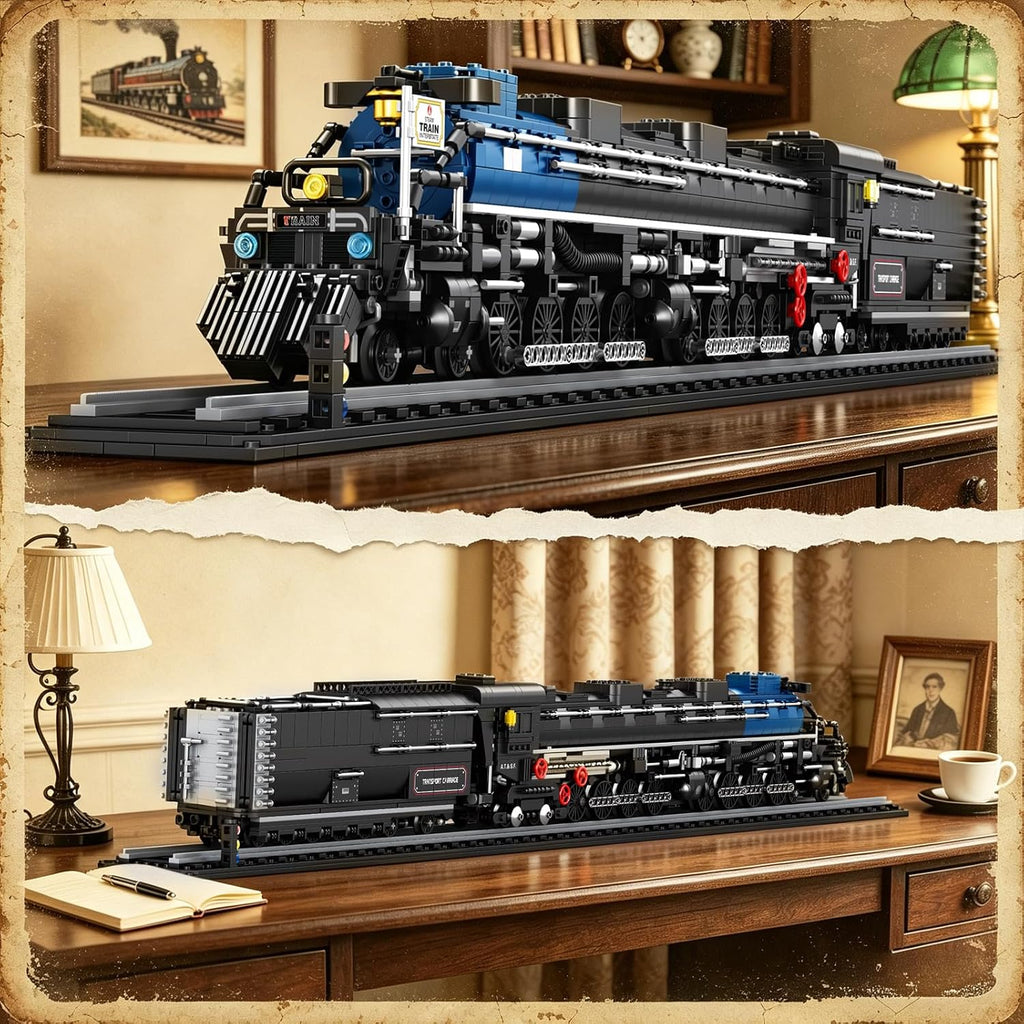 reobrix big boy steam locomotive train building block, close-up detail