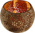Restaurantware-Coco Casa 4 x 3.3 Inch Coconut Shell Candle Holders, 1 Reusable Tealight Holders - Candle Not Included, Leaf Pattern, Brown Coconut Bowls For Candles, Handcrafted