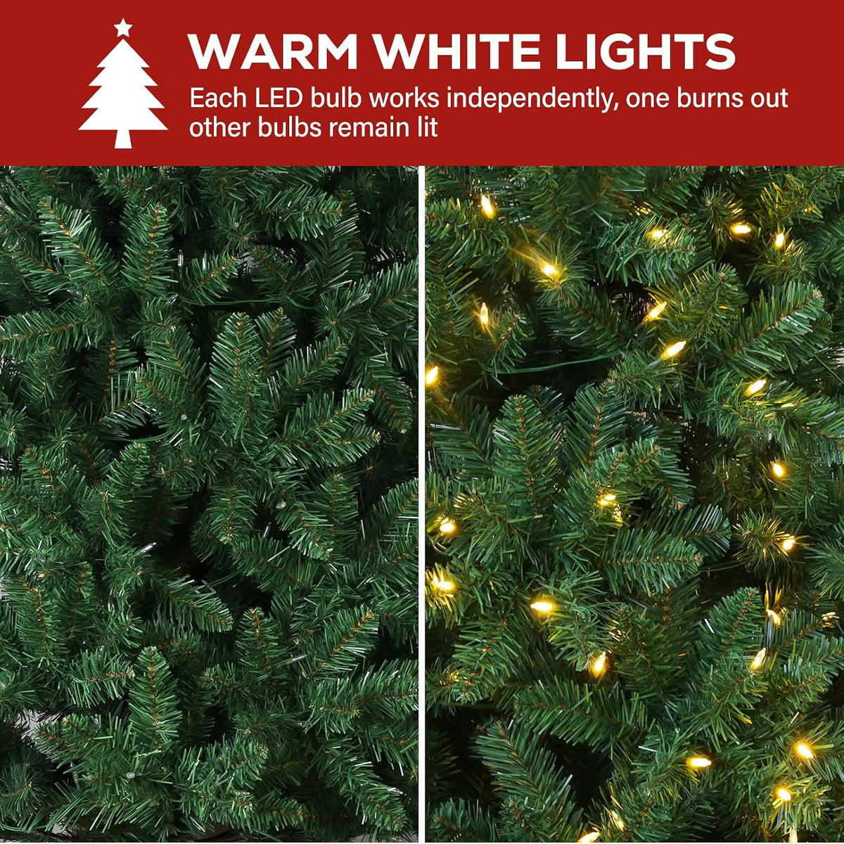 hykolity 7.5 ft prelit christmas tree with 1,450, package contents