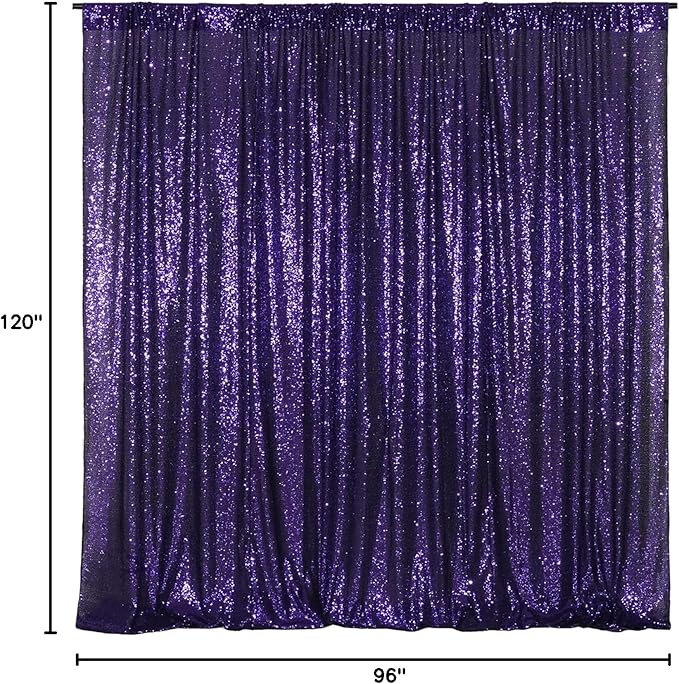 Poise3EHome Purple Sequin Backdrop,8FT x 10FT Sequin Photography Backdrop Curtain for Party Decoration, Purple