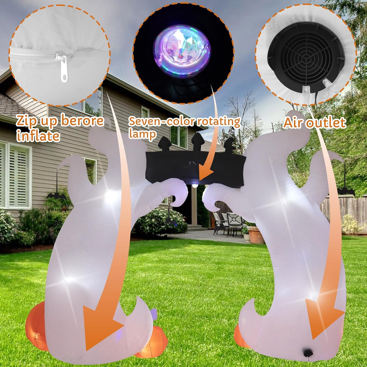 HZGDEJTG 16FT Ghost Archway, Halloween Outdoor Inflatable Decoration, Contain...