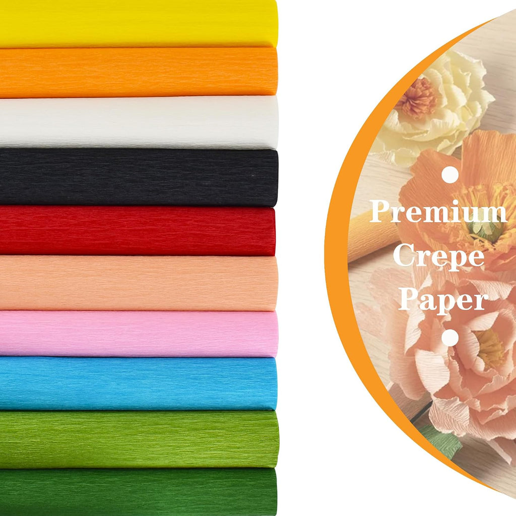 BEISHIDA White Crepe Paper Roll, 9.8 Inch Wide 8ft Long Crepe Paper Sheet for Flower Making, Wedding Ceremony, Birthday Holiday Halloween Party Decoration,DIY Craft(2Rolls)