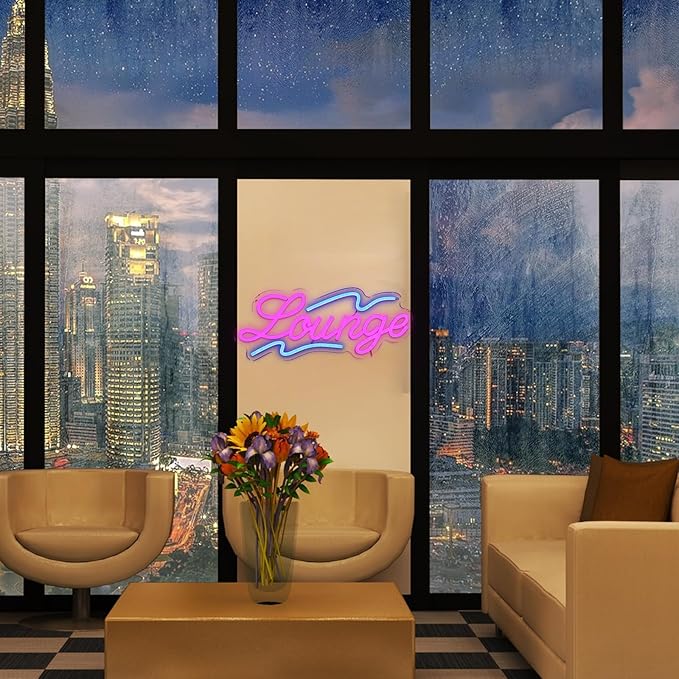 Lounge Neon Sign for Wall Decor, 16.54" x 6.69" Rest Led Signs for Room, USB Dimmable Neon Lights for Lounge Room Bar Hotel Cafe Nightclub VIP Room Man Cave Home Bedroom Decoration