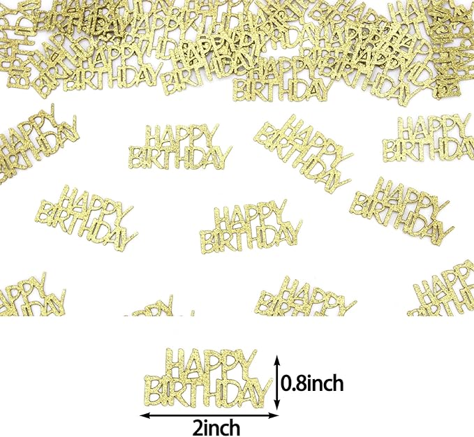 Gold Happy Birthday Confetti for Tables Glitter Birthday Party Table Scatters for Adult/Kids Birthday Anniversary DIY Crafts Party Supplies 100PC