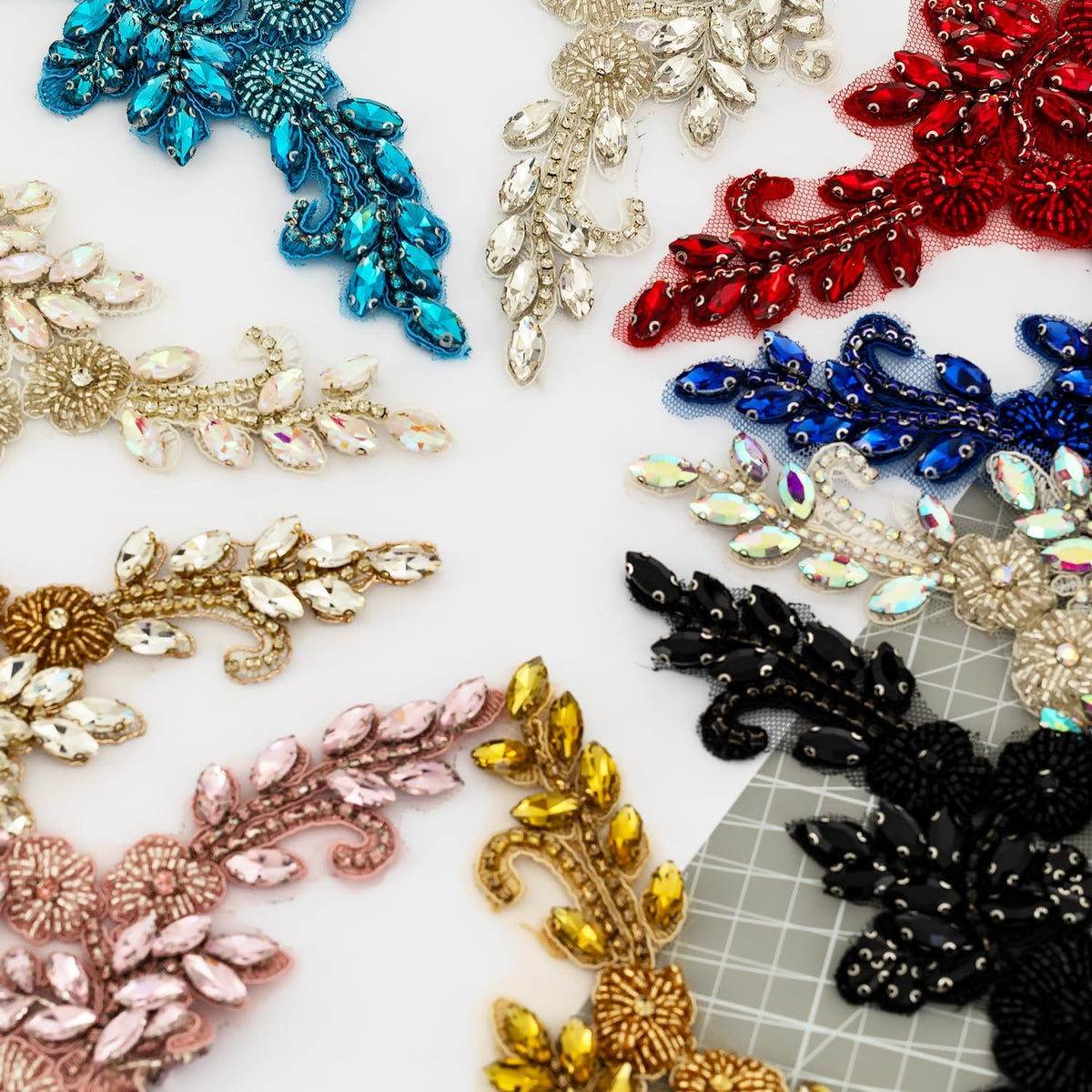 Pair Epaulettes Shoulder Patches for Dress,Beaded Rhinestones Appliques Embel...
