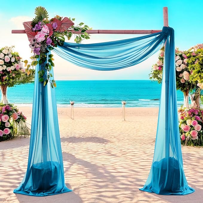 MDS Halloween Chiffon Draping Fabric - 1 Panel, 30" Wide x 50ft Long - Sheer Spooky Arbor & Canopy Drapery for Haunted House Backdrops, Party Ceilings, DIY Costumes & Themed Events - Dark Teal