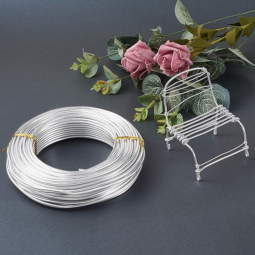 FASHEWELRY 82 ft Aluminum Craft Wire 9 Gauge Silver Metal Bendable Sculpting Floral Wire for Jewelry Craft Doll Skeleton Bonsai